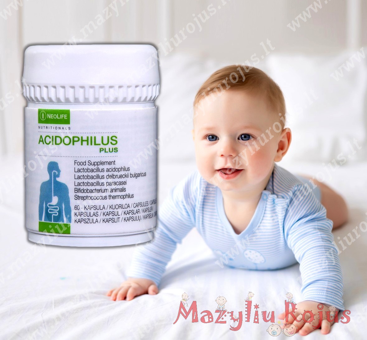 Acidophilus Plus - Patentuotos "NeoLife" gerosios bakterijos, 60 kapsulių