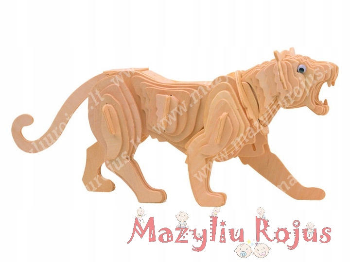 Medinė 3D dėlionė "Tigras"