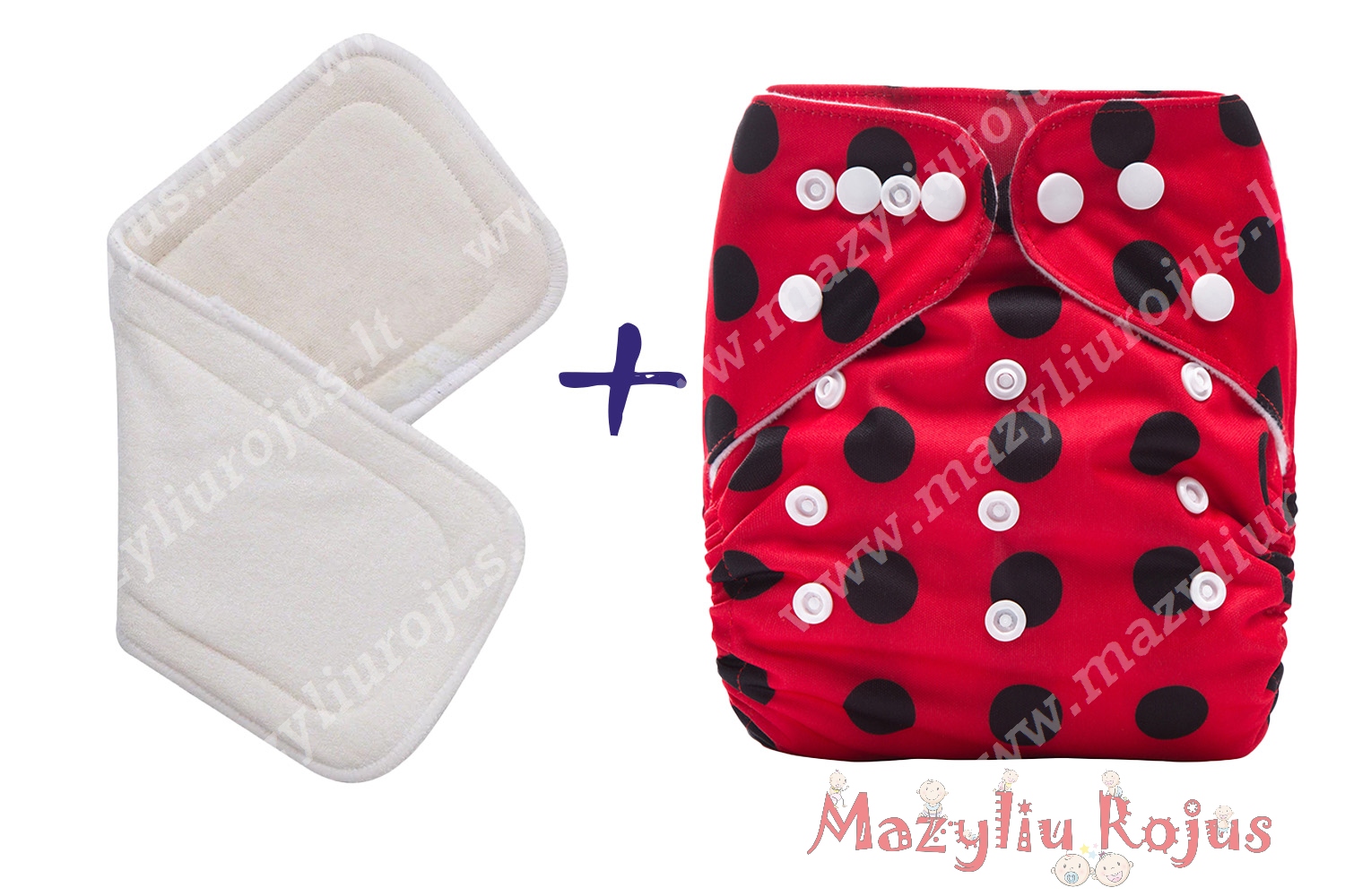 Daugkartinio naudojimo sauskelnė su įklotu "Boružėlė"